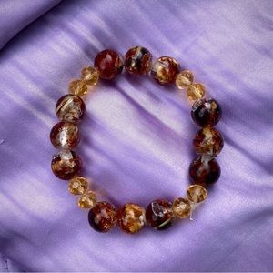 Anika’s Jewelry, Beaded Bracelet, One-Size, Orange + Gold